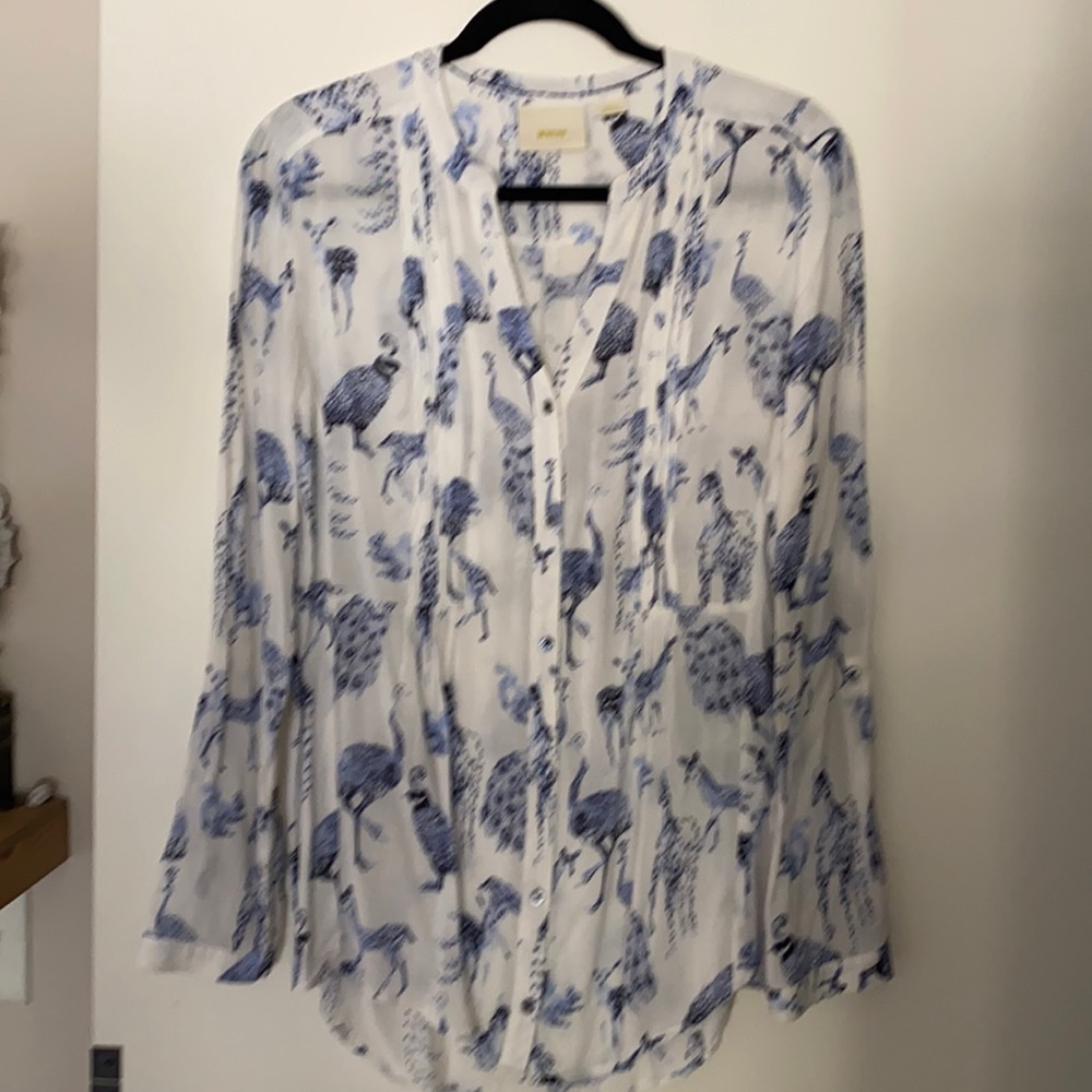 Anthropologie animal print blouse, small